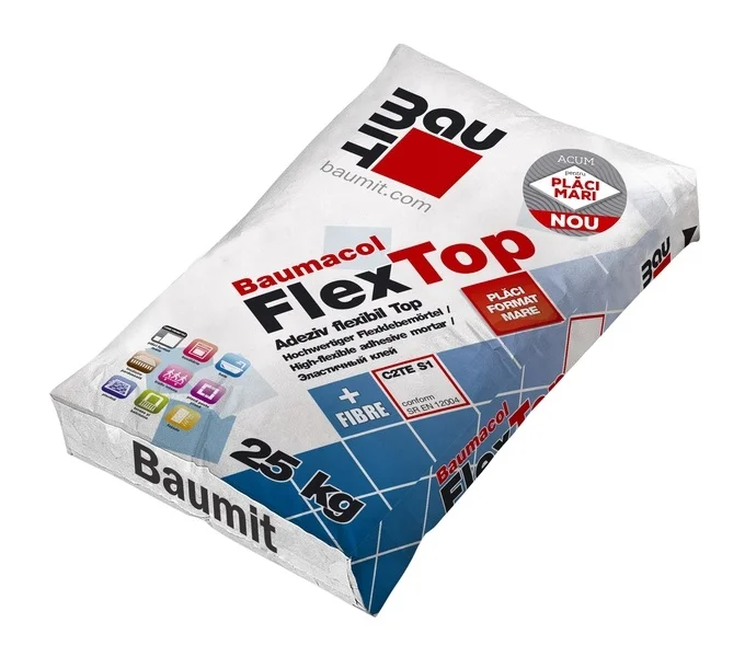 Adeziv flexibil armat cu fibre Baumit FlexTop Fibre 25kg pentru gresie