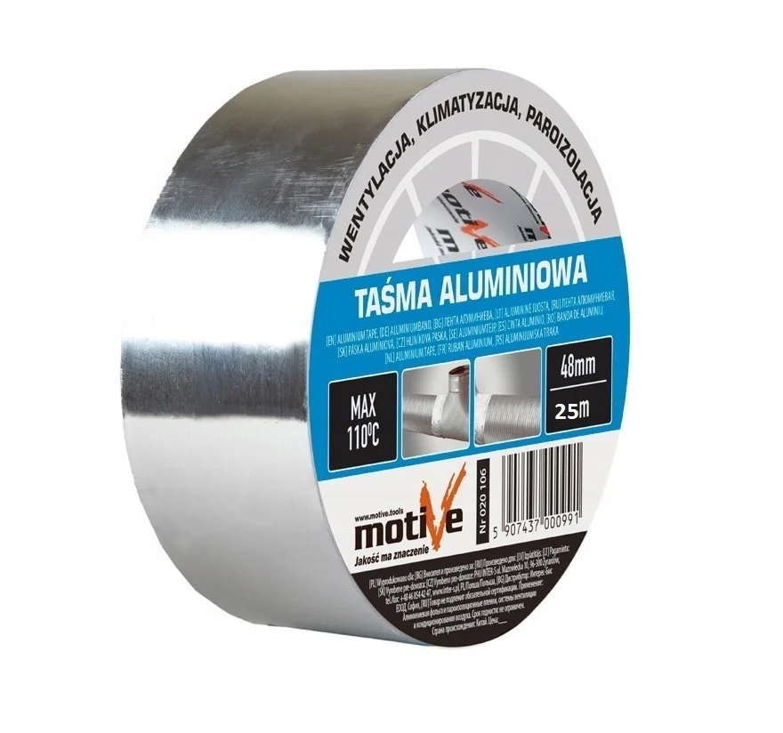 Banda adeziva aluminium, Motive 48mm x 25m 110°C