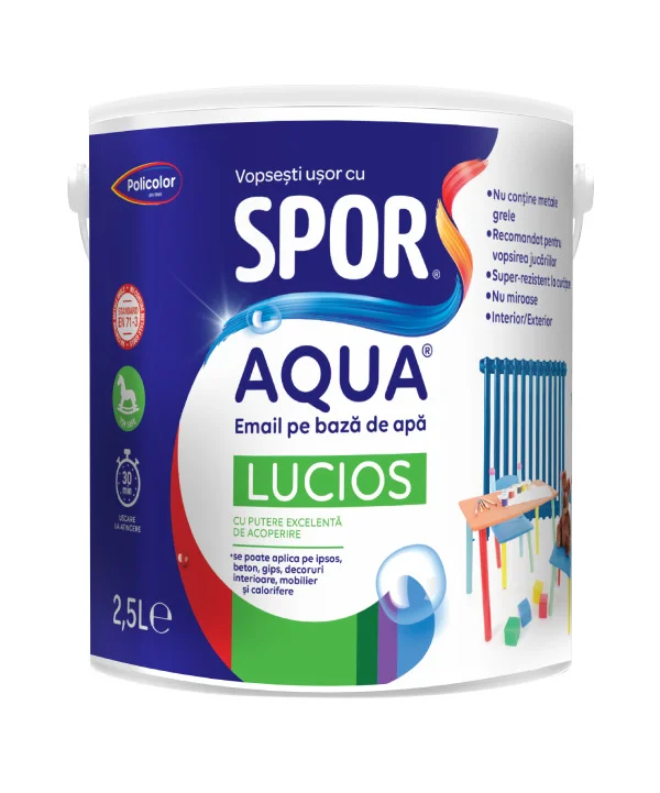 Email acrilic lucios SPOR AQUA alb, 2.5L