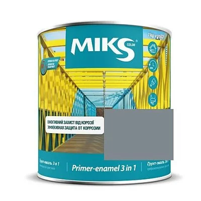 Грунт-эмаль 3 в 1 Miks Color серый, 2.3кг