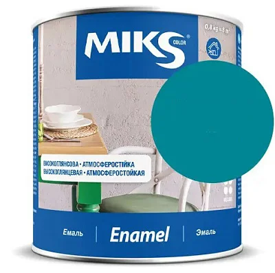 Эмаль алкидная Miks Color бирюзовый, 0.8кг
