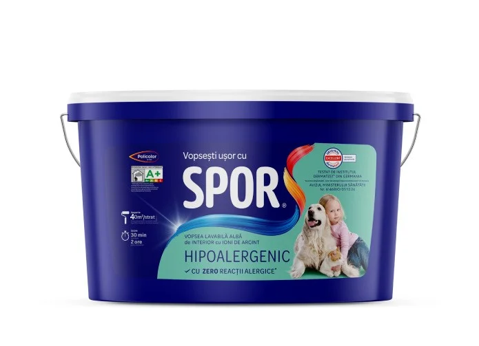 Краска моющаяся SPOR Hipoalergenic с ионами серебра, 4л